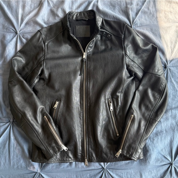 AllSaints Black Cora Leather Jacket - Picture 1 of 3